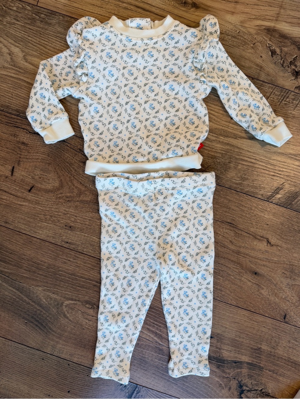 Magnetic Me Blue Floral Cream Knit Set 6-9 Month